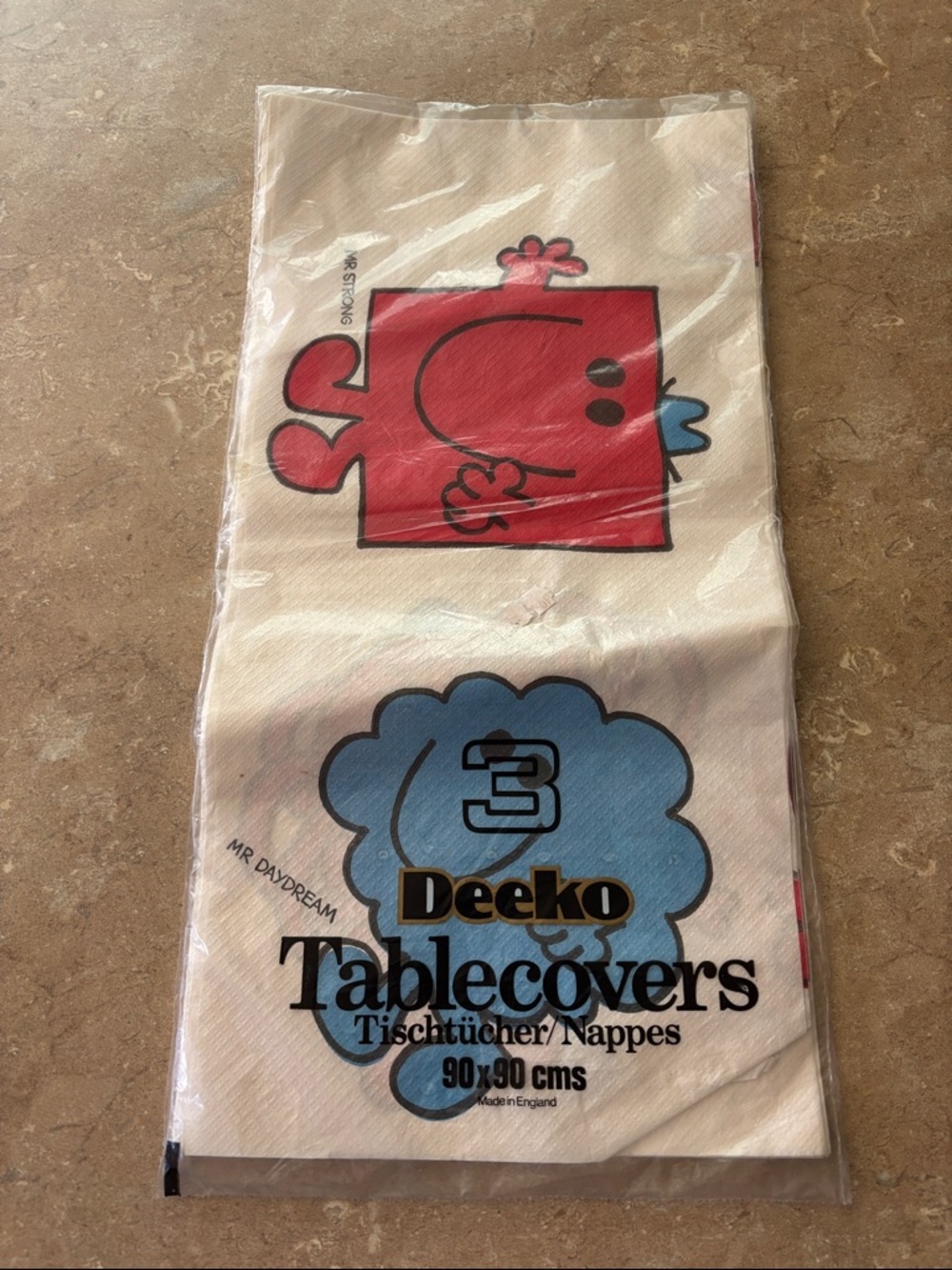 Vintage Deeko Paper Mr. Men Table Cover 35x35